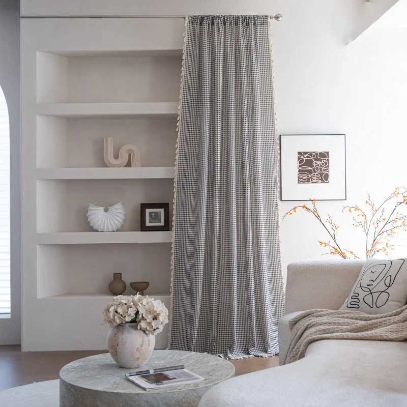 Curtain Christmas 1Pc Buffalo Check Plaid Curtains Farmhouse Kitchen Valance Decoration for Living Room Bedroom Rod Pocket Blackout Windows Drapes Y25