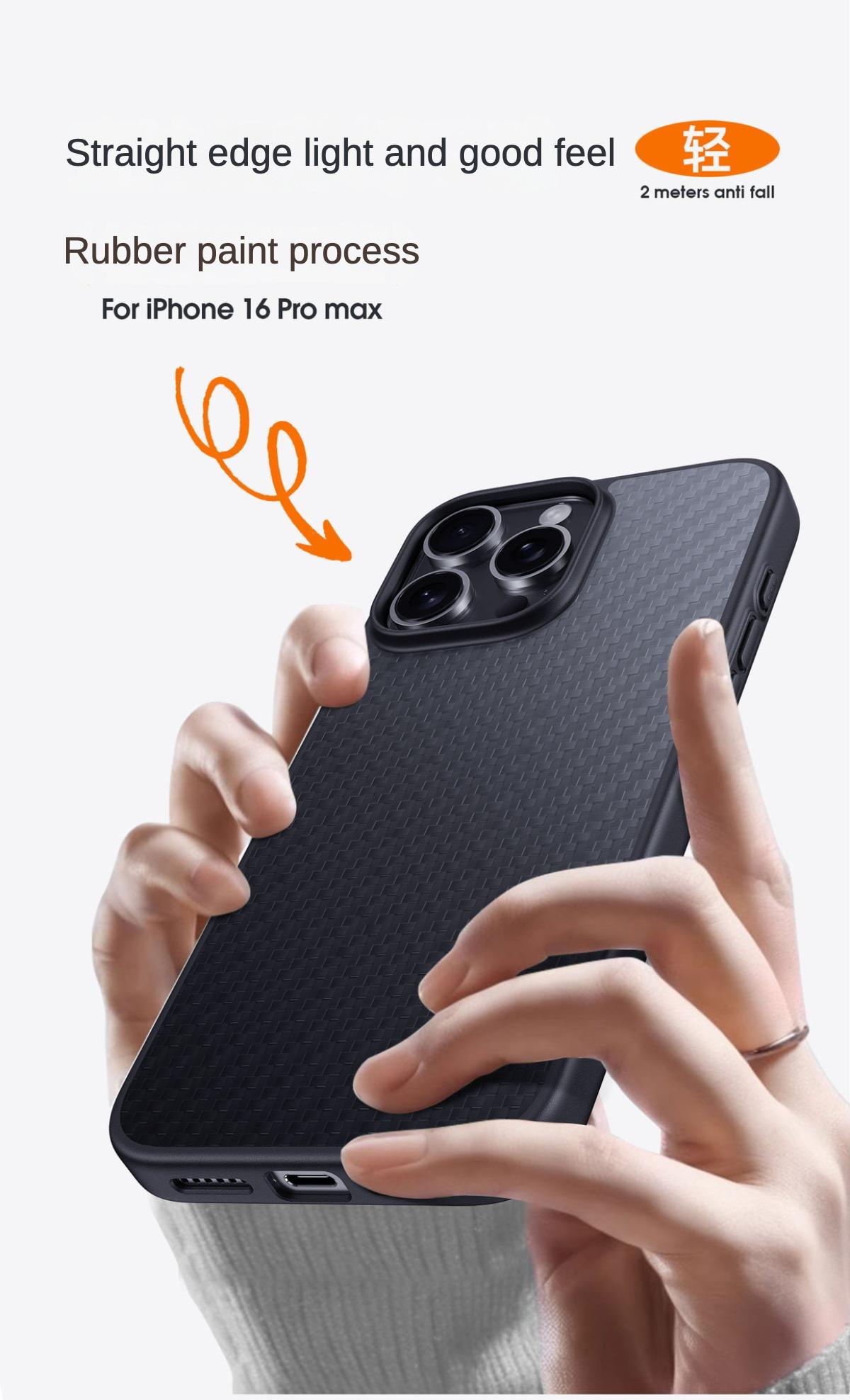 Ultra thin Kevlar phone case suitable for iPhone 16 pro/max/plus, wear-resistant, anti drop, anti fingerprint