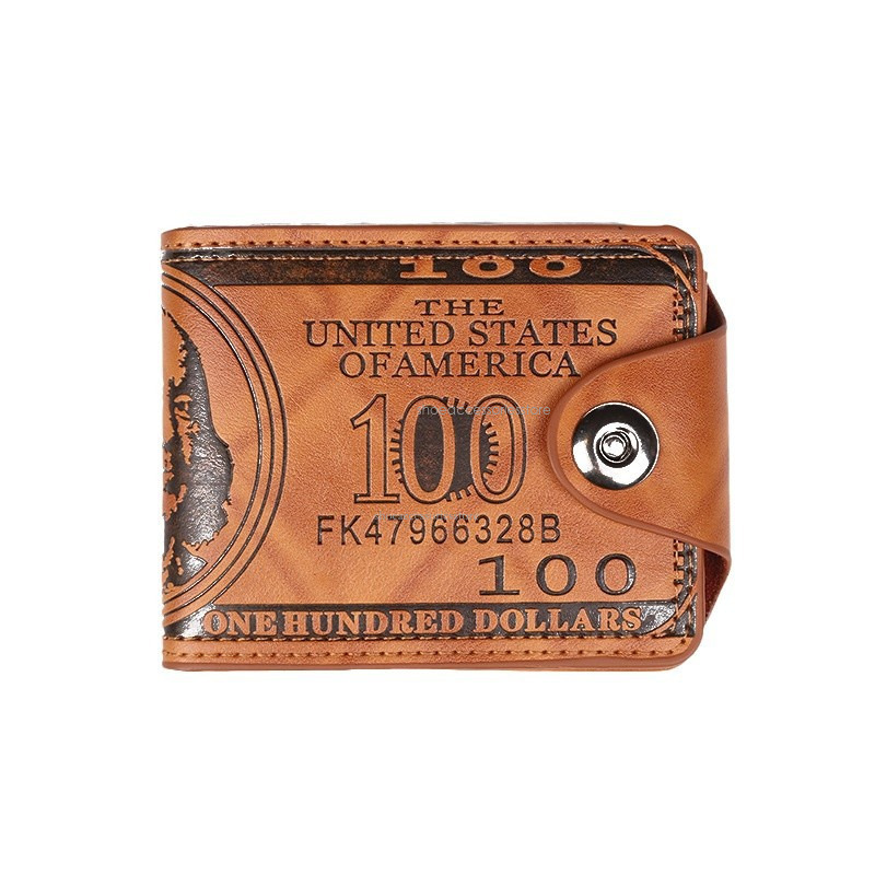 PT009,2025 New Designer USD Pattern Men's Wallet Ultra Light PU Bag Functional Multi Card Slot