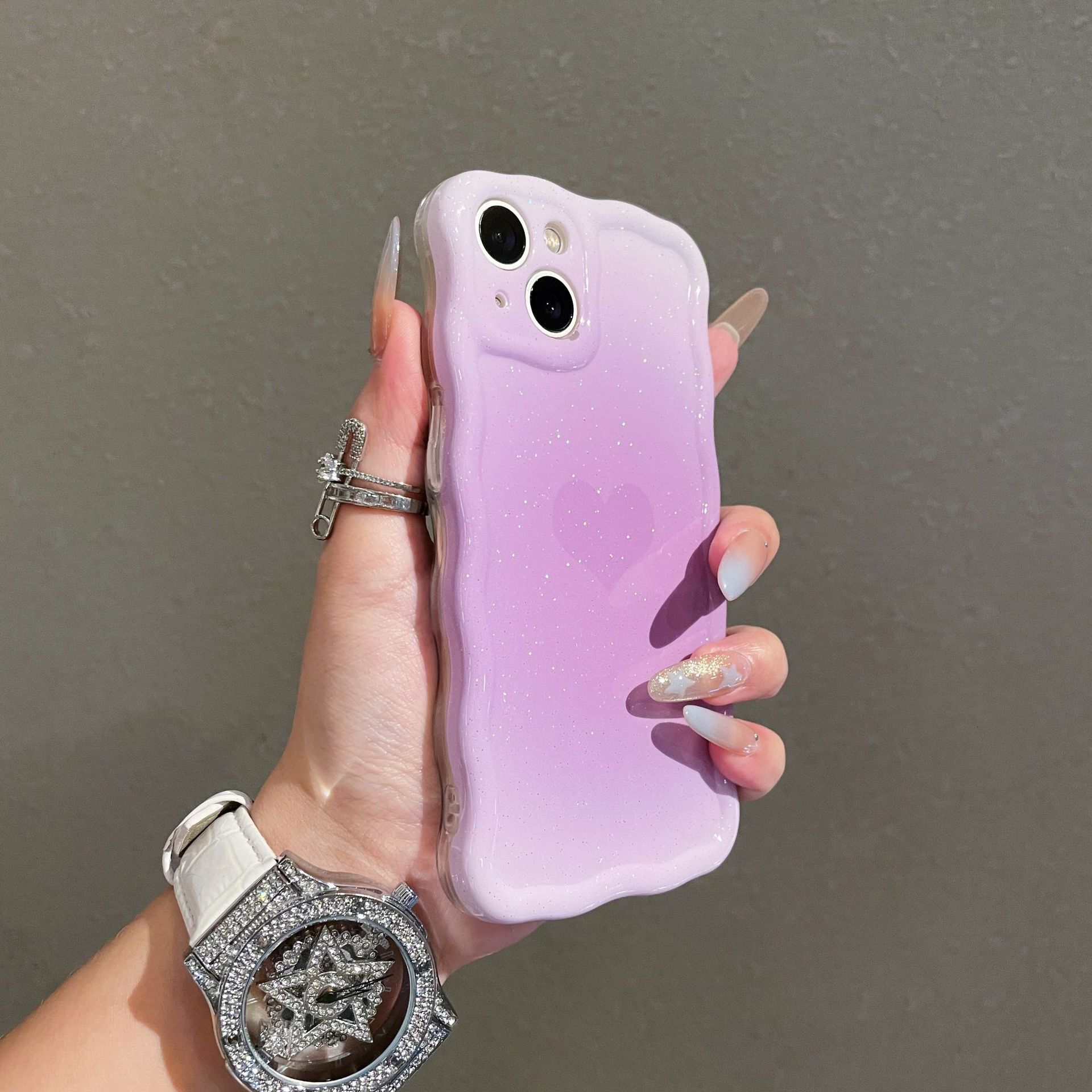 Heart Phone Case Compatible with iPhone 16 Pro Max Twisted Wave Edge Protective Case iPhone 15/14 Pro