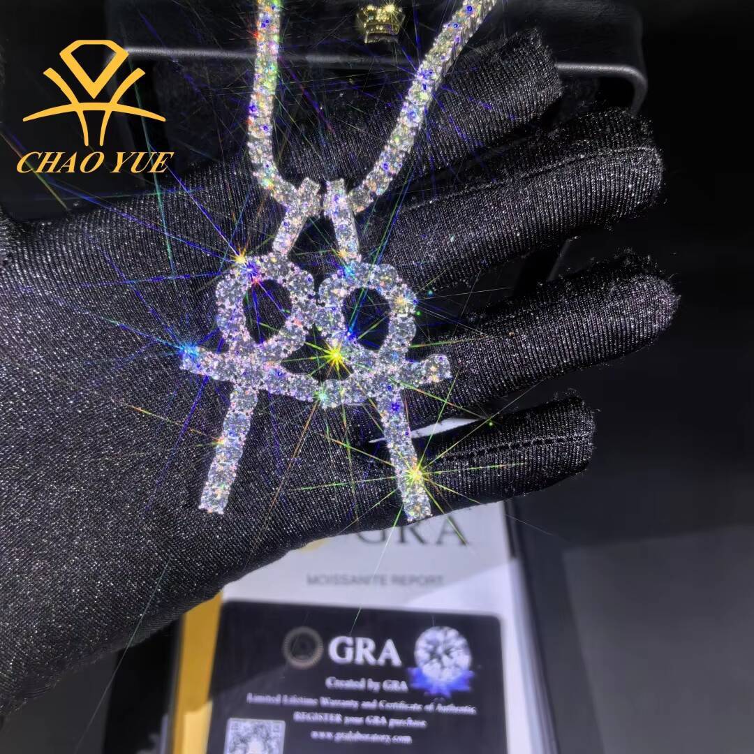 New In-Stock S925 Silver Moissanite Clavicle Pendant Necklace VVS Quality Hip-Hop Fashion for Men and Women