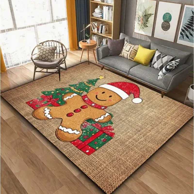 Gingerbread Man Carpet Christmas Tree Christmas Floor Mat Terrace Living Room Bedroom Balcony Camping Outdoor Carpet DecorationM251126