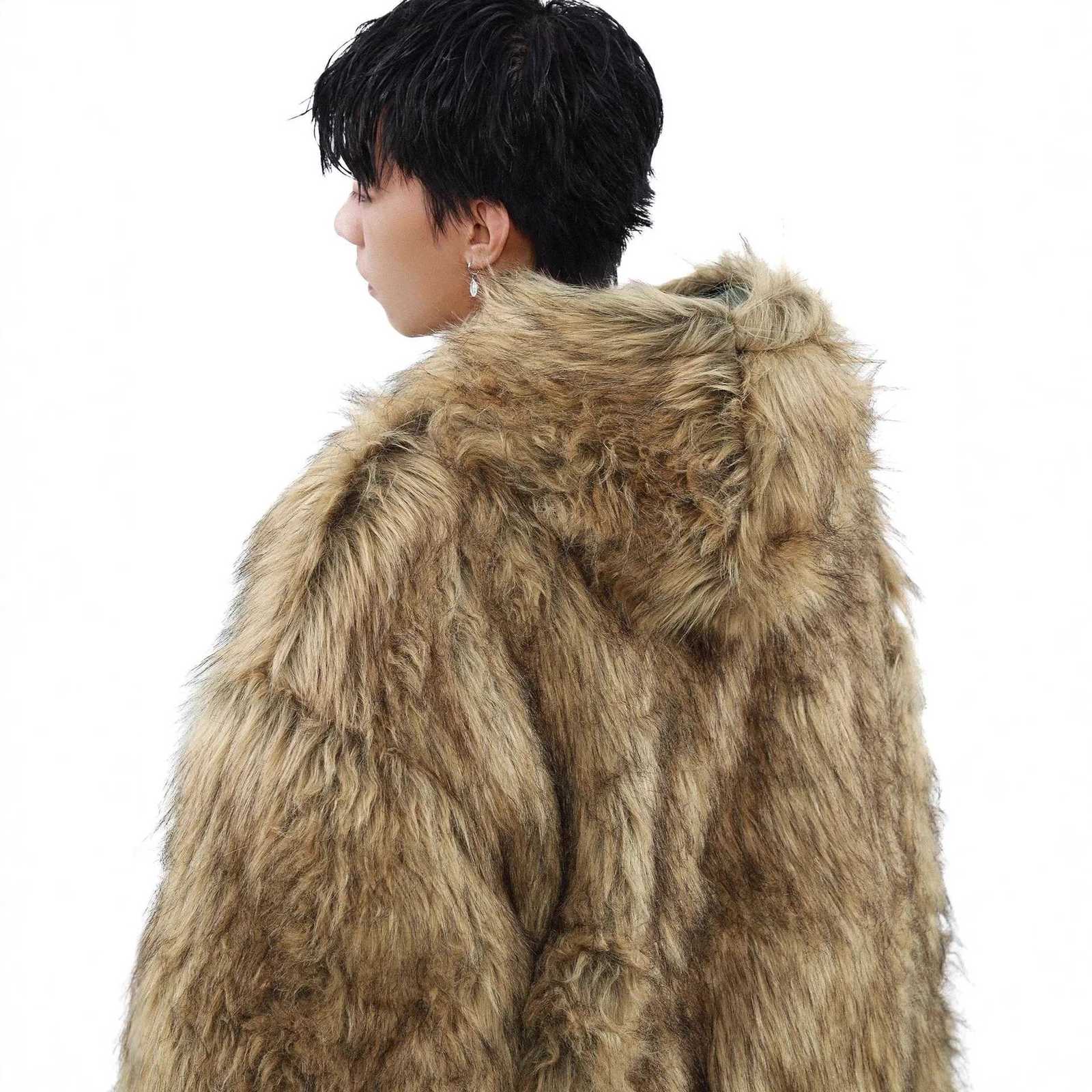 Fashion American Style Mens Padded Jackets PU Leather Reversible Faux Fur Fleece Thickened Solid Color Loose Male Coats Tide Y251125