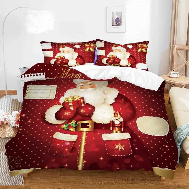 Christmas 3Pc Duvet Cover Christmas Series Snowman Red Hat Gift Print Festive Bedding Set for Kids and Adults Single Double Queen 220x240 Y251126