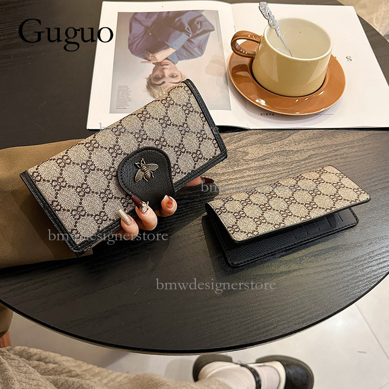 Guguo Designer Luxury Wallet New Long Women's Classic Metal Buckle Folding Handbag Short Multi Card Slot Card Clip Versatile Temperament Large Mo