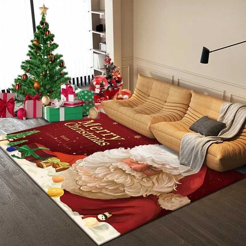 Christmas Santa Claus Carpet Mat Gingerbread Man Candy Cane Red Gold Brown Home Decoration Rug Festive Holiday Decorative MatM251126