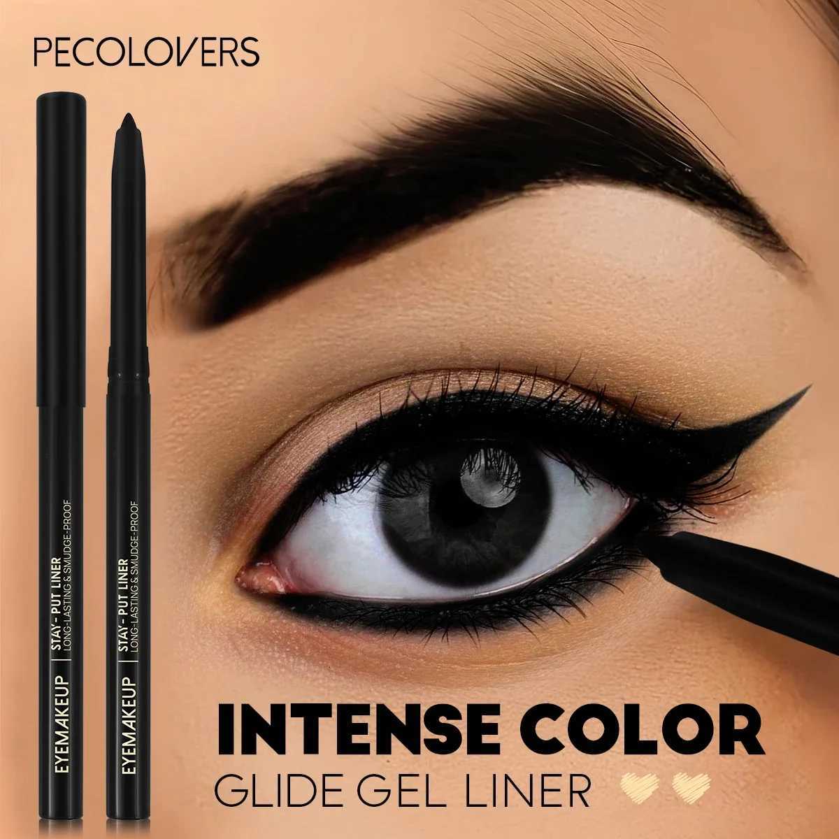 2pcs Waterproof Black Eyeliner Gel Pencil Lasting Natural Smooth Easy Wear Matte Quick Drying Non-Smudge Eyeliner Gel Pen MakeupT251126