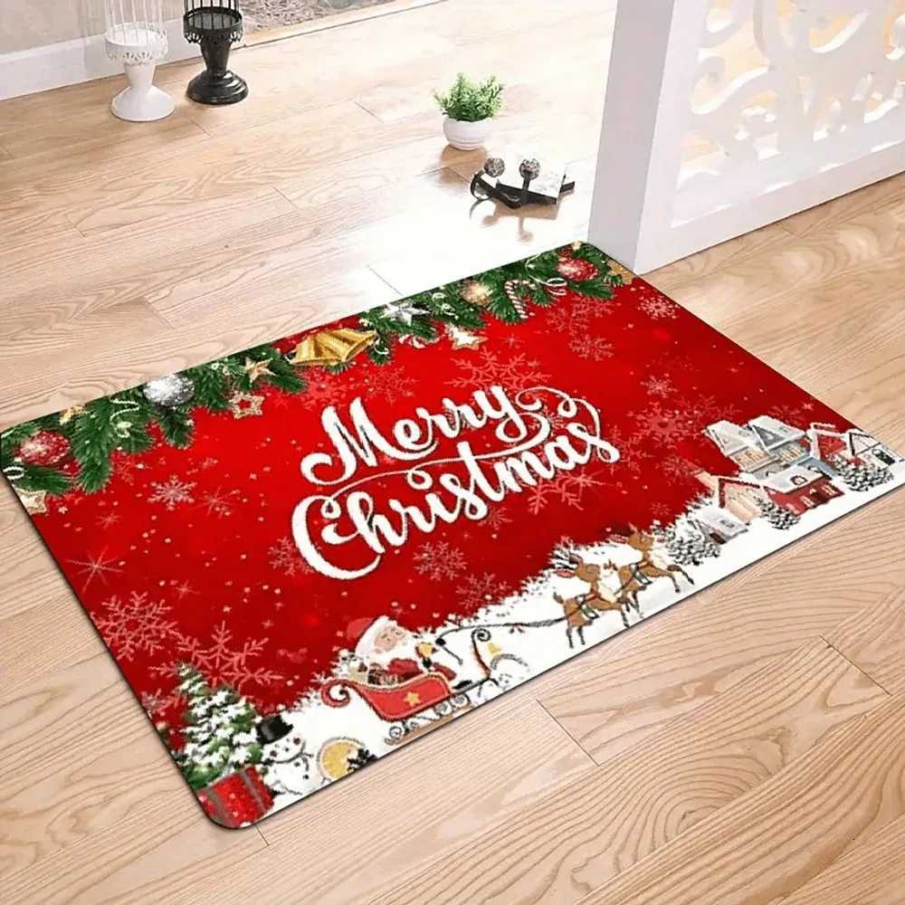 Pink Christmas Tree Happy Non-slip Doormat Indoor and Outdoor Front and Back Door Welcome Mat Winter DoormatM251126