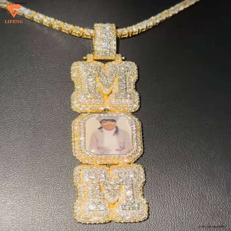 Men's Vvs Necklace Iced Out Letter Silicon Stone Pendant Chain Jewelry