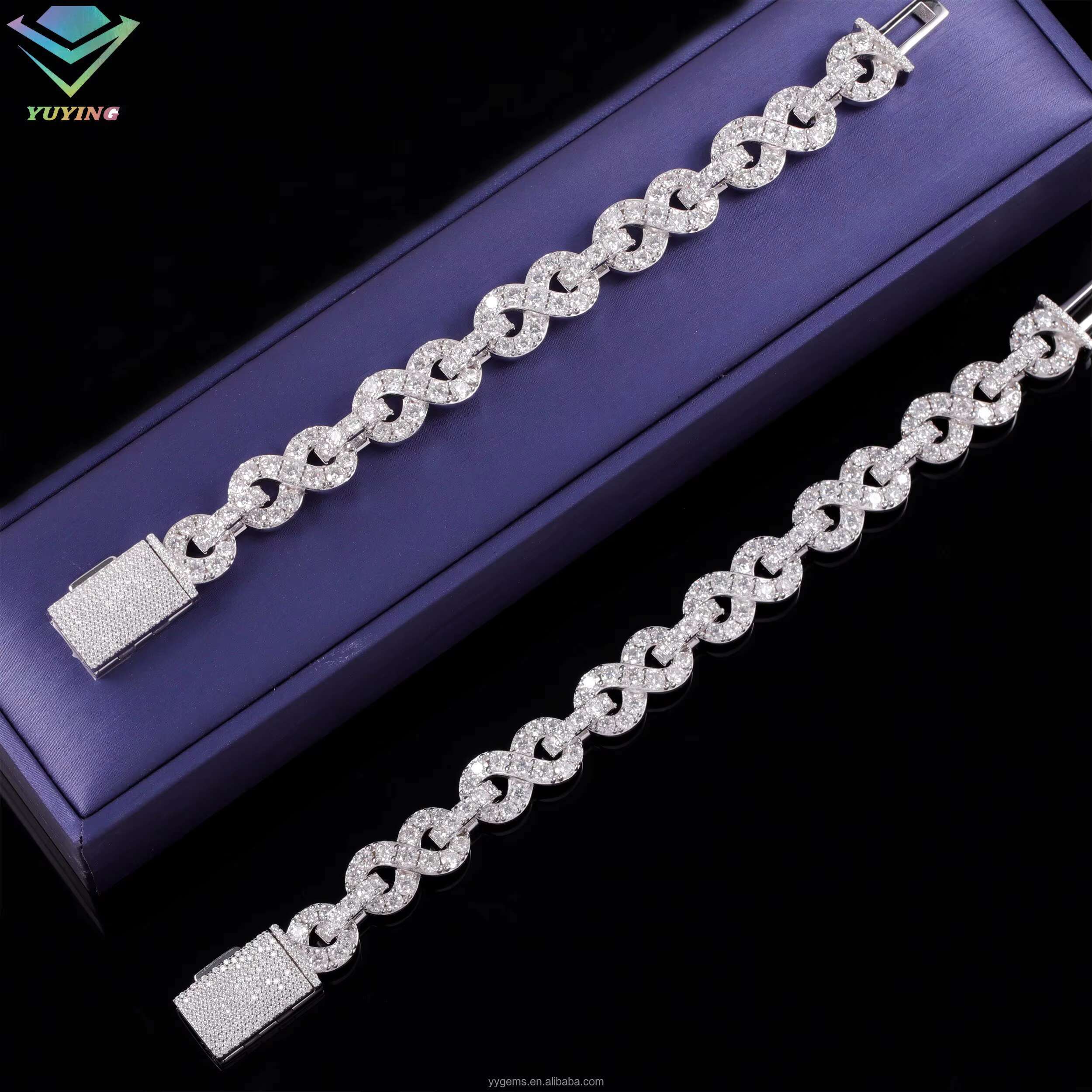 Yu Ying Infinity Style Mossanite Cuban Link Chain for Men Hip Hop Jewelry 925 Solid Silver Necklace for Rapper Fashion Jewelry