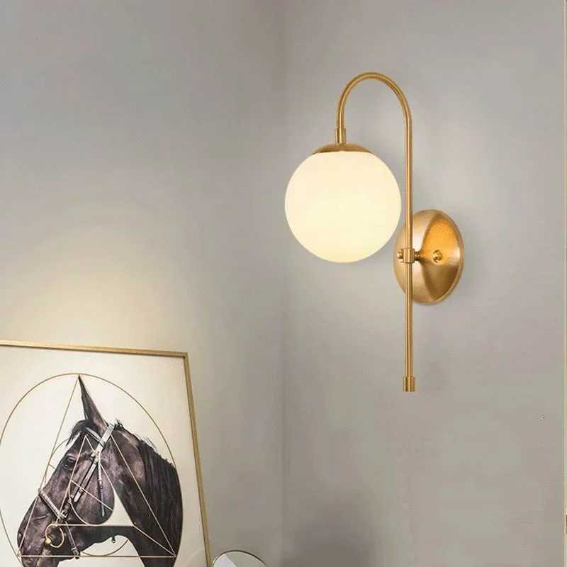 Modern Wall Lamp LED Lighting Fixture Nordic Glass Ball Style Metal Bathroom Bedroom Bedside Indoor Decoration Sconces M251126