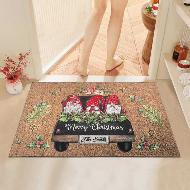 Christmas Carpet Cartoon Dwarf Door Mat Red Santa Claus Floor Mat Holiday Decoration Indoor and Outdoor Foot Mat Absorbent MatM251126