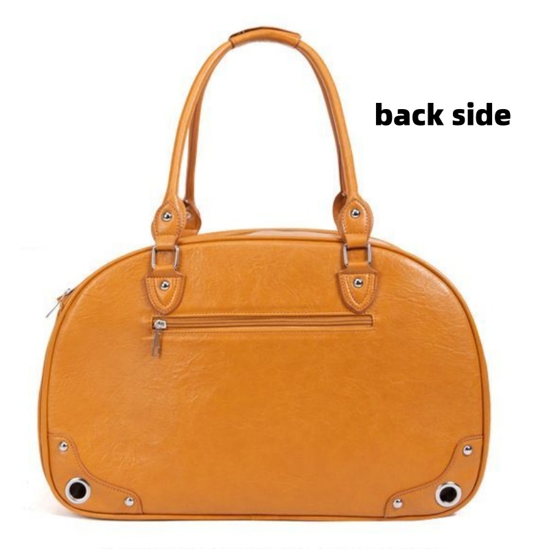 Fashionable Pet Carrier Bag with Multi-Sided Ventilation, High-End PU Outdoor Pet Travel Bag, Portable Pet Tote, Dual-Color Stylish Pet Handbag for Ca