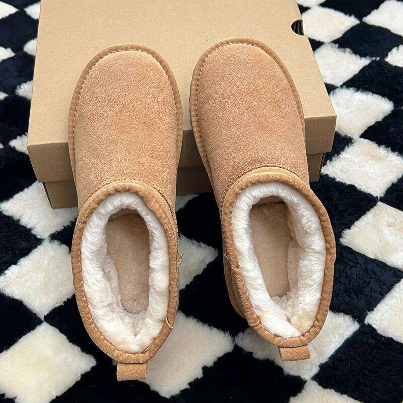 2025 MEOD designer tazz slipper Snow Boots Womens leather fur Shoes Fur-lined winter boots Autumn and Winter Thickened platform Thick Bottom dh9111860