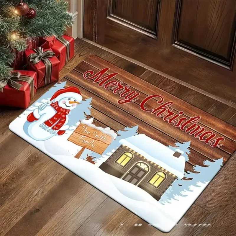 Christmas Decoration Carpet Gingerbread Man Biscuit House Dwarf Printed Rug Porch Entrance Welcome Doormat Christmas GiftsM251126