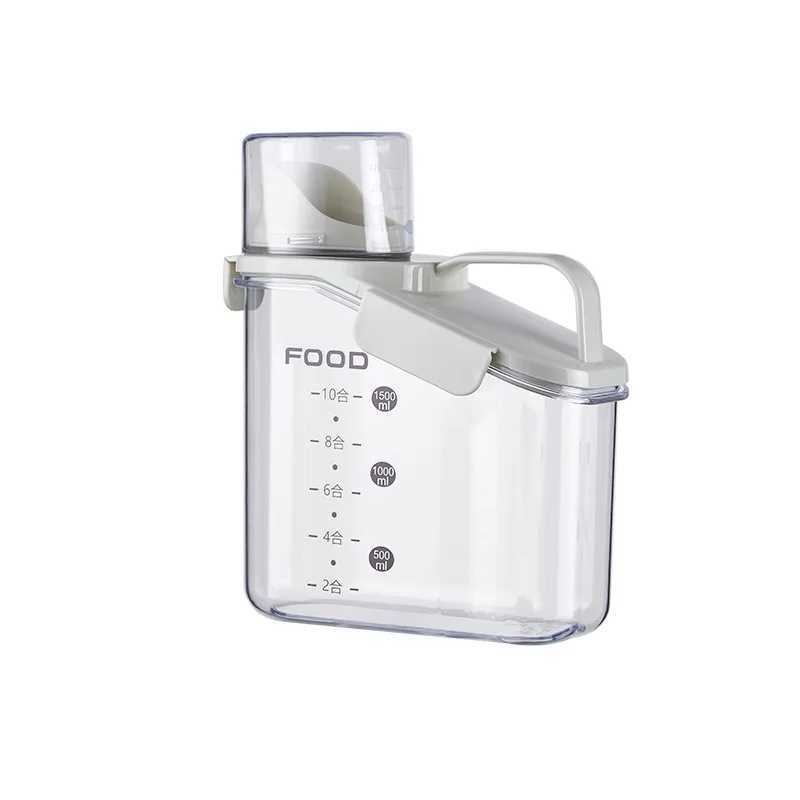 Portable Plastic Transparent Sealed Box Sealed Jar Kitchen Grain Household Rice Storage Bucket with Measuring Cup Kitchen Tools Y251126