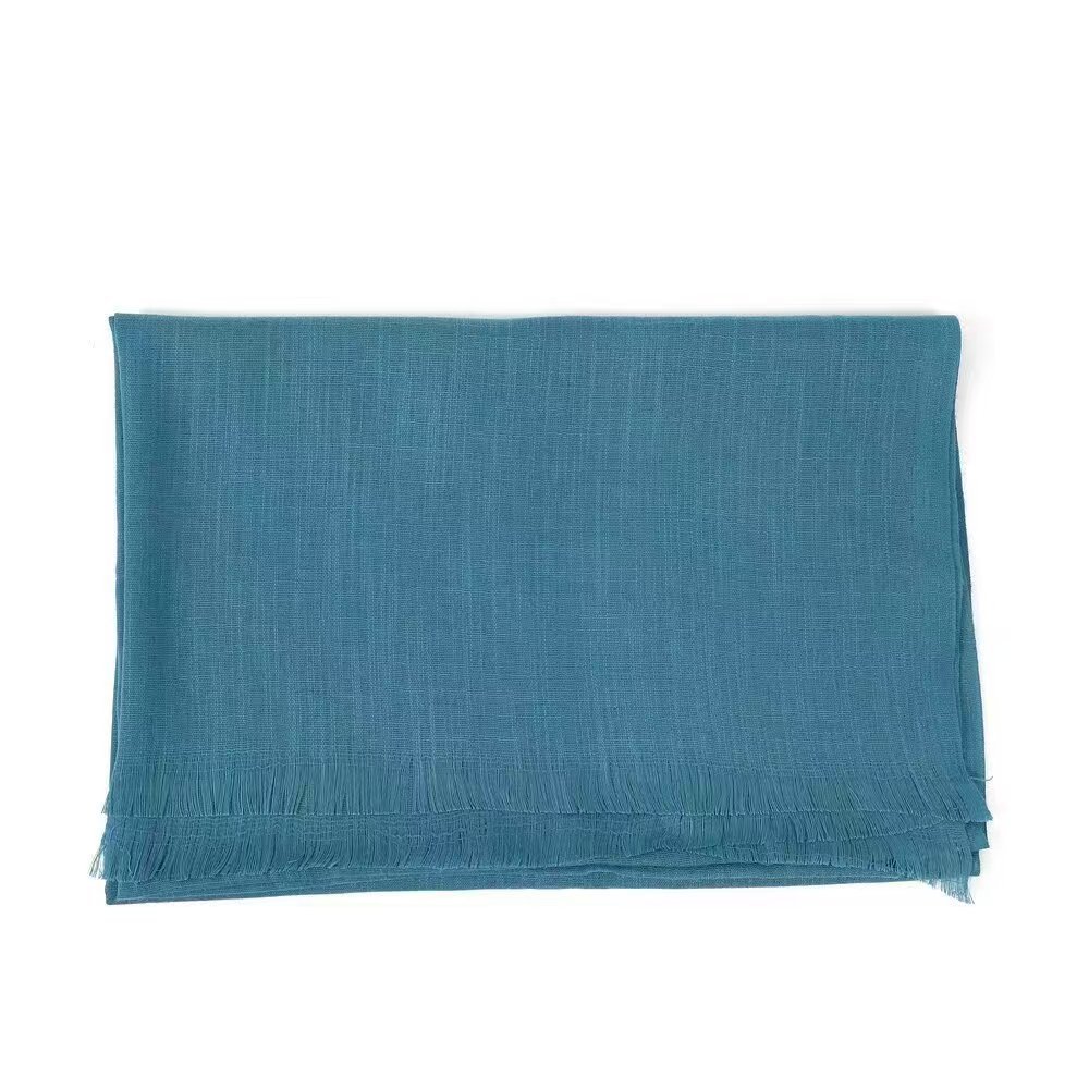 K528 Hot sale new style pure color bamboo cotton scarf versatile fur edge women's head scarf thin shawl neck