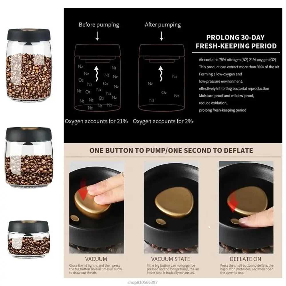 Coffee Beans Vacuum Sealed Tank Transparent Glass Food Storage Jars Household Moisture-proof Air Extraction Airtight Container Y251126