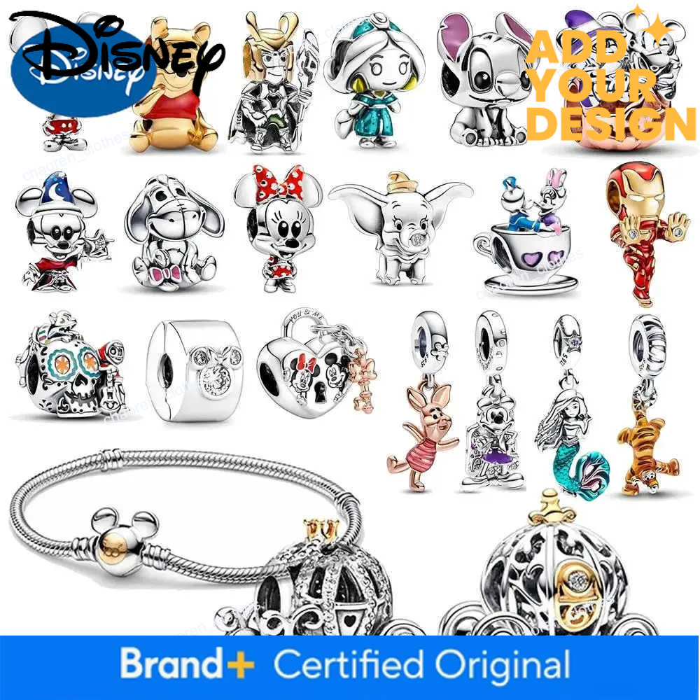 Disney 100th custom Princess Pumpkin Cart Mickey Minnie Dumbo Charm Stitch Beads Fit Original Brand Bracelets DIY Jewelry Gifts Toy W20250712
