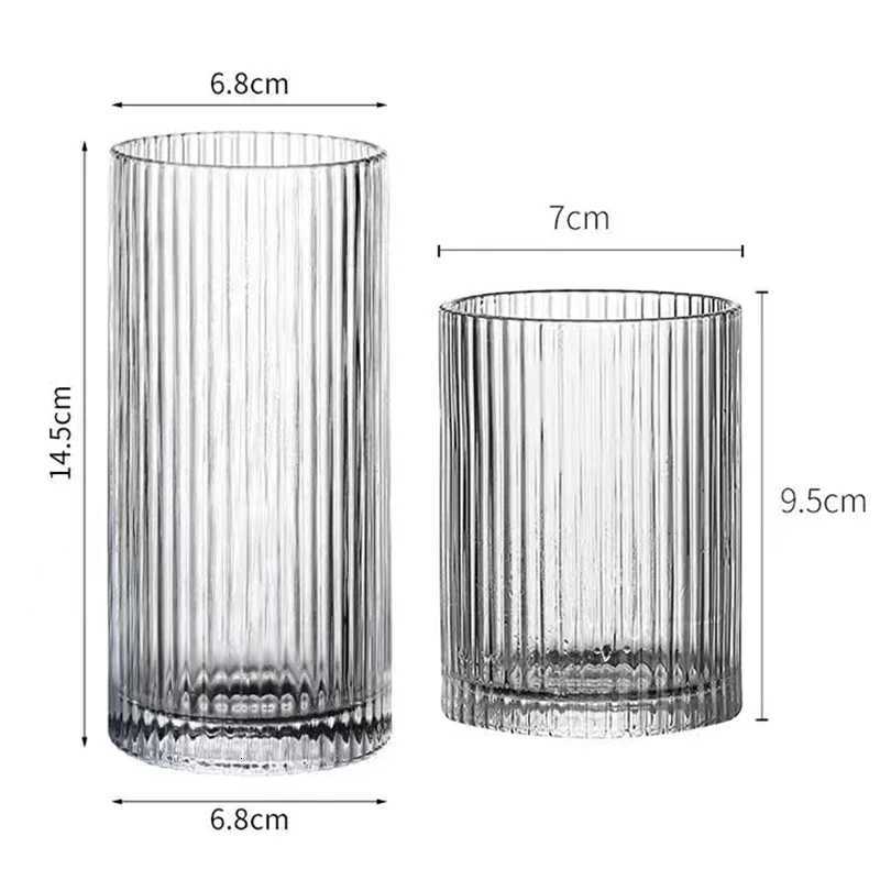 250ml/360ml Glass Vertical Striped Cups Coffee Latte Juice Cup Milk Glasses Beverage Cup Household Water Cups Female Drinkware C251126