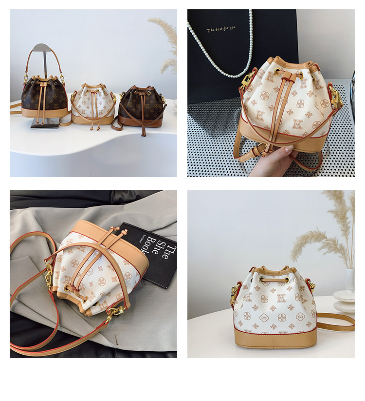 Luxury shoulder bag, fashionable and convenient crossbody bag, women's mini drawstring bucket bag, vintage classic handbag, stylish high-quality 
