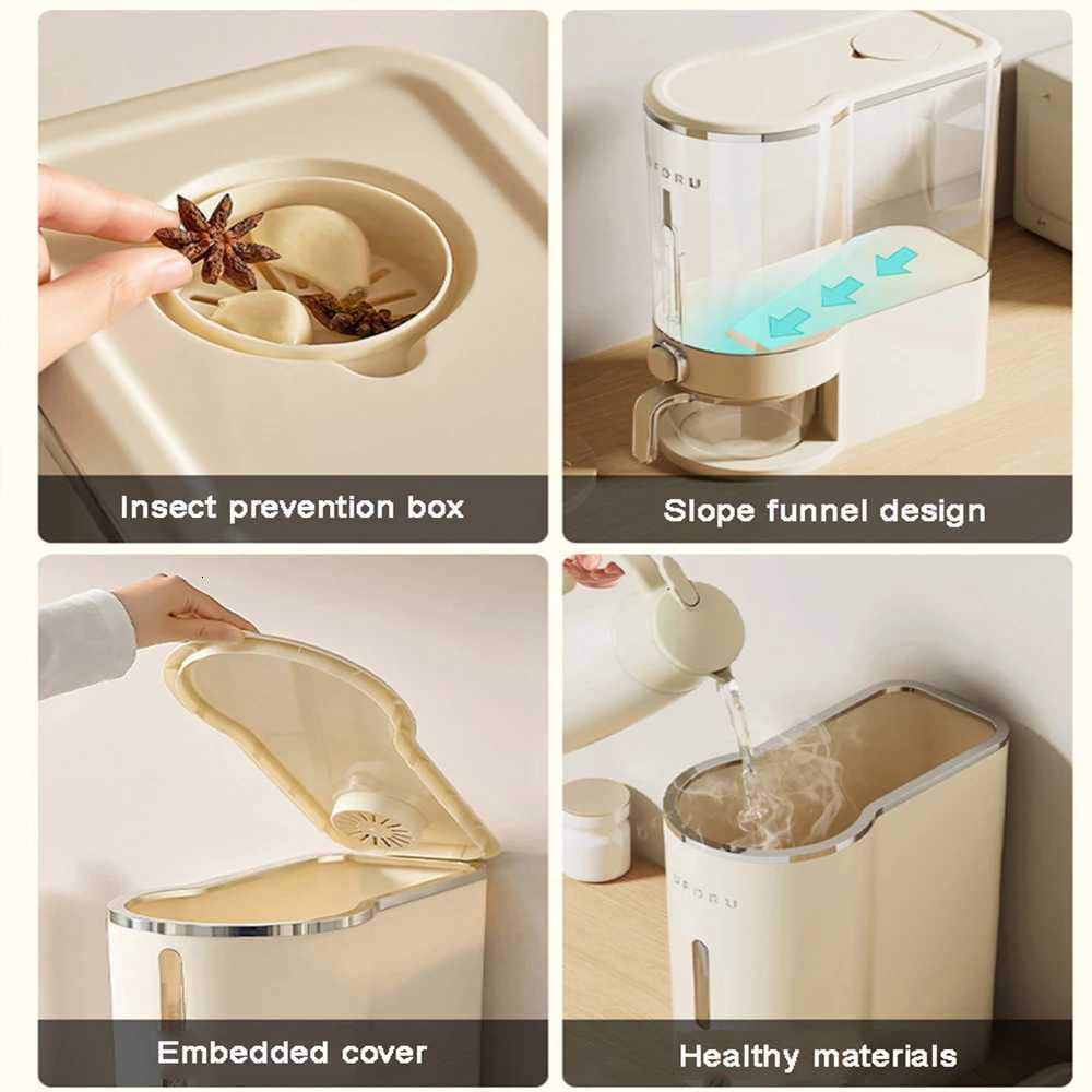 Sealed Rice Bucket Sealed Moisture Proof Rice Dispenser With Cup Grain Powder Boxes Storage Food Cereal Container Y251126