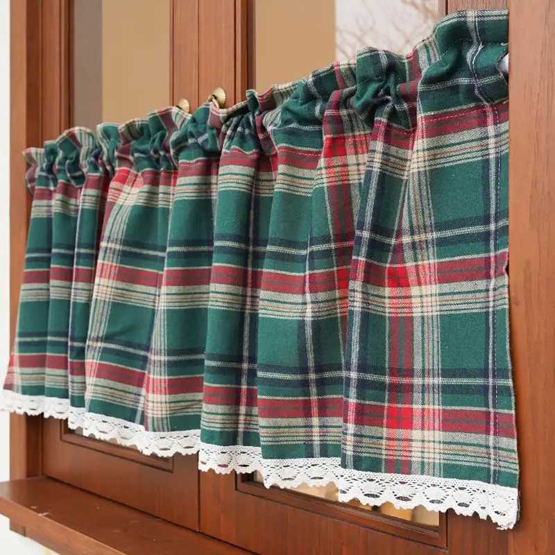 Curtain Christmas Buffalo Plaid Check Curtains Blackout Rod Pocket Valances Checkered Window Drapes for Farmhouse Bedroom Living Room 1 Panel Y251126
