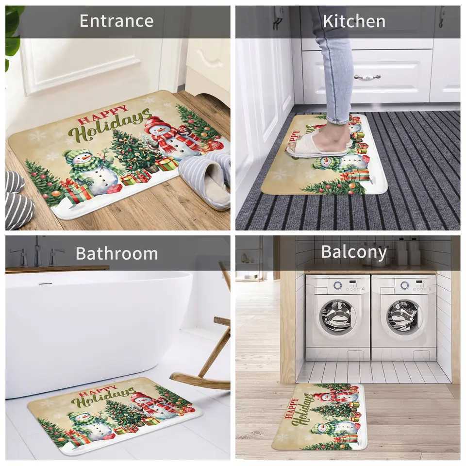 Happy Holidays New Year 2026 Floor Door Kitchen Bathroom Mat Anti-Slip Outdoor Doormat Living Room Entrance Carpet RugM251126