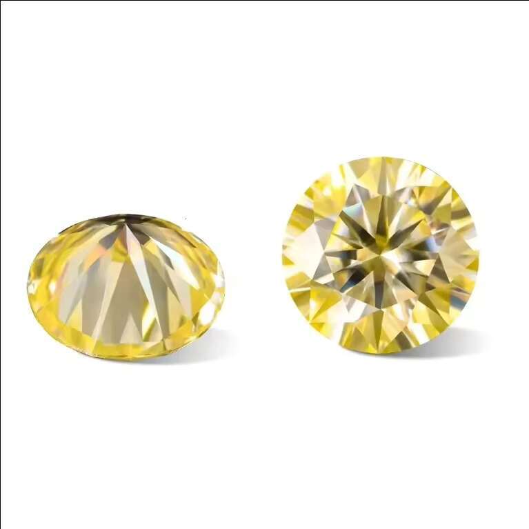 Wholesale Price Loose Diamonds 4mm - 9mm VVS1 Clarity Yellow Round Brilliant Cut Moissanite Rough Diamonds