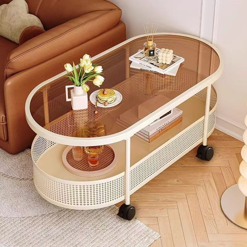 M11263 Simple storage shelf, sofa side table, oval side table, living room trolley