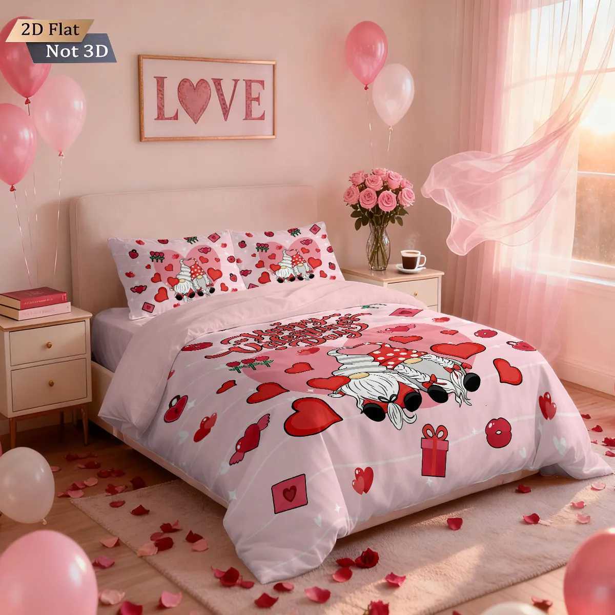 Christmas 3pcs Valentines Day Christmas goblin printed coreless duvet set multi size bedroom bedding holiday decoration machine washable Y251126