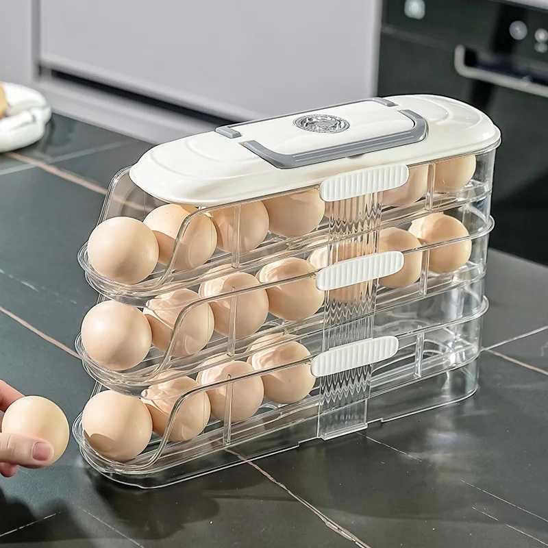 Home Refrigerator Automatic Rolling Egg Storage Tray Side Door Storage Container Food-Grade Rolling Egg Rack Y251126