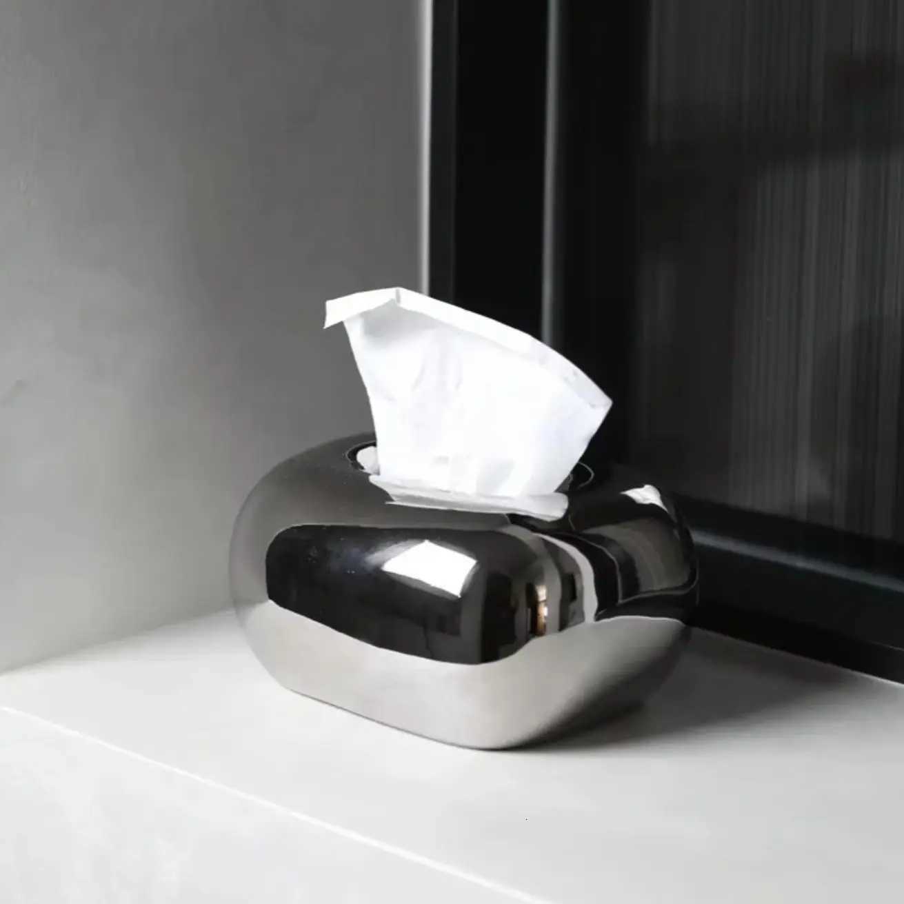 Nordic Cream Style Ceramic Tissue Box Living Room Bedroom Coffee Desktop Decoration Ornament Creative Tissue Holder Tissue Box Y251126