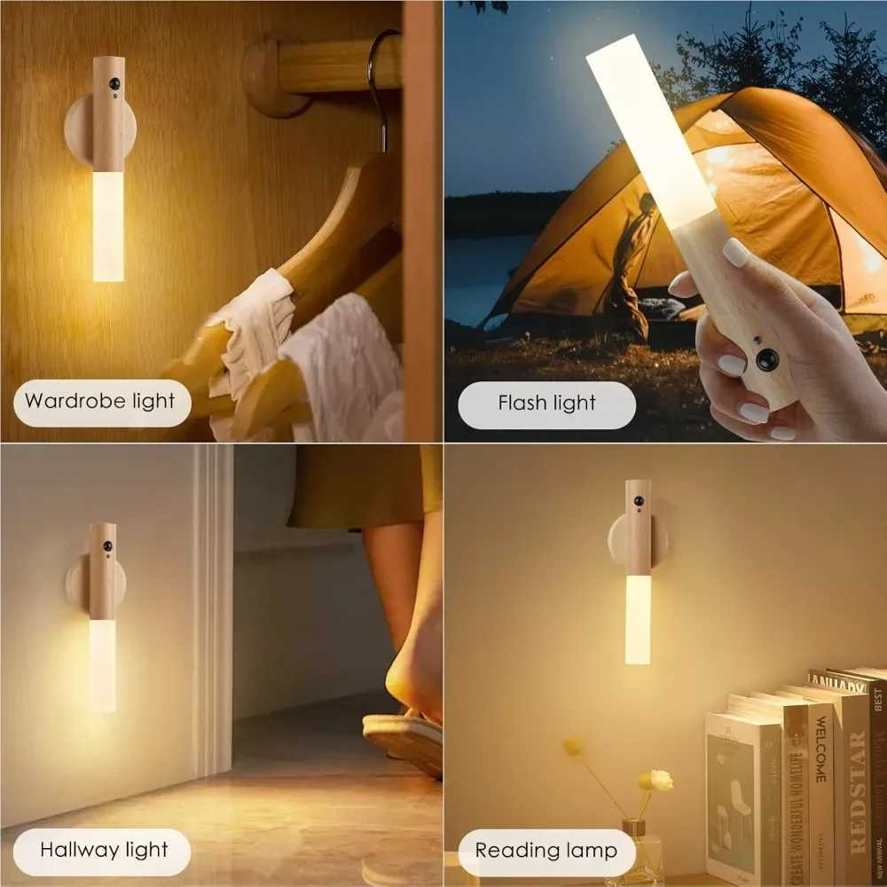 8Pack Smart Motion Sensor Night Light Wireless Magnetic USB Rechargeable LED Wall Light for Corridor Bedroom Bathroom Kitchen M251126