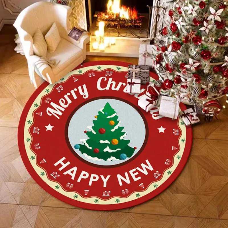 Circular Christmas Carpet Christmas Sled Anti Slip Carpet Decoration Holiday Living Room Bedroom Home Decoration CarpetM251126