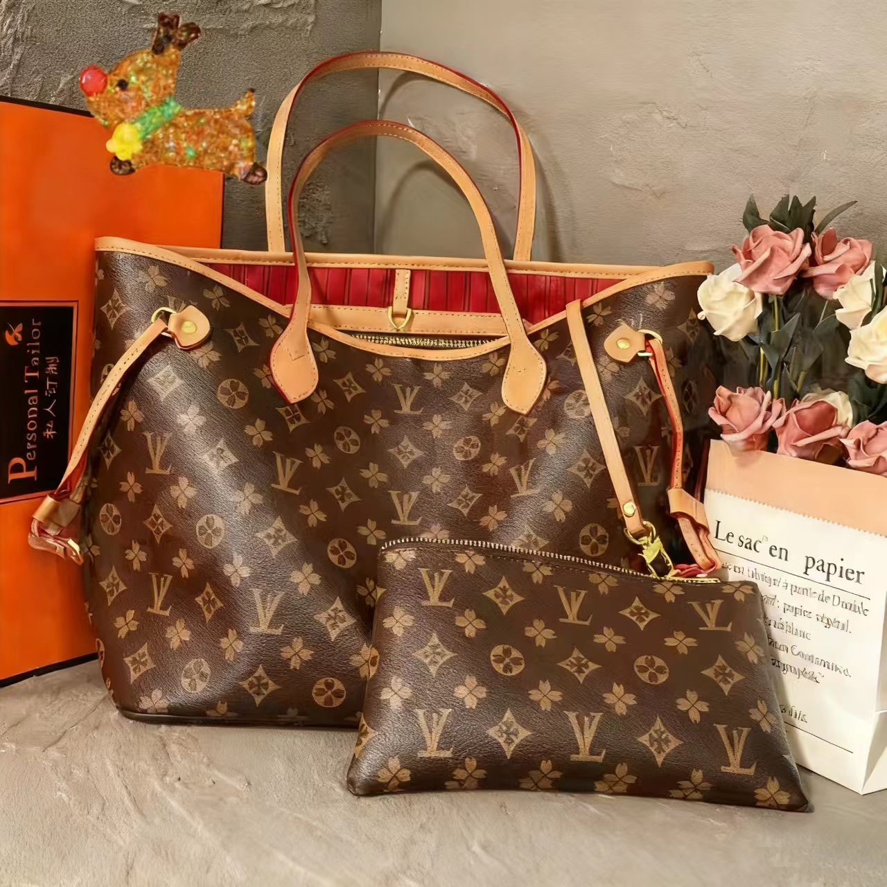 Designer Bag Emed Large Capacity Totes Fashion Femme Leather Women Shoulder Composite Bags Messenger Handbag Lady Purse Woman Backpack Bags