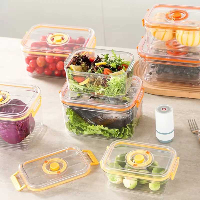 Vacuum Fresh-keeping Box Refrigerator Sealed Canister Microwavable Transparent Food Storage Container Kitchen Organizer Bento Y251126