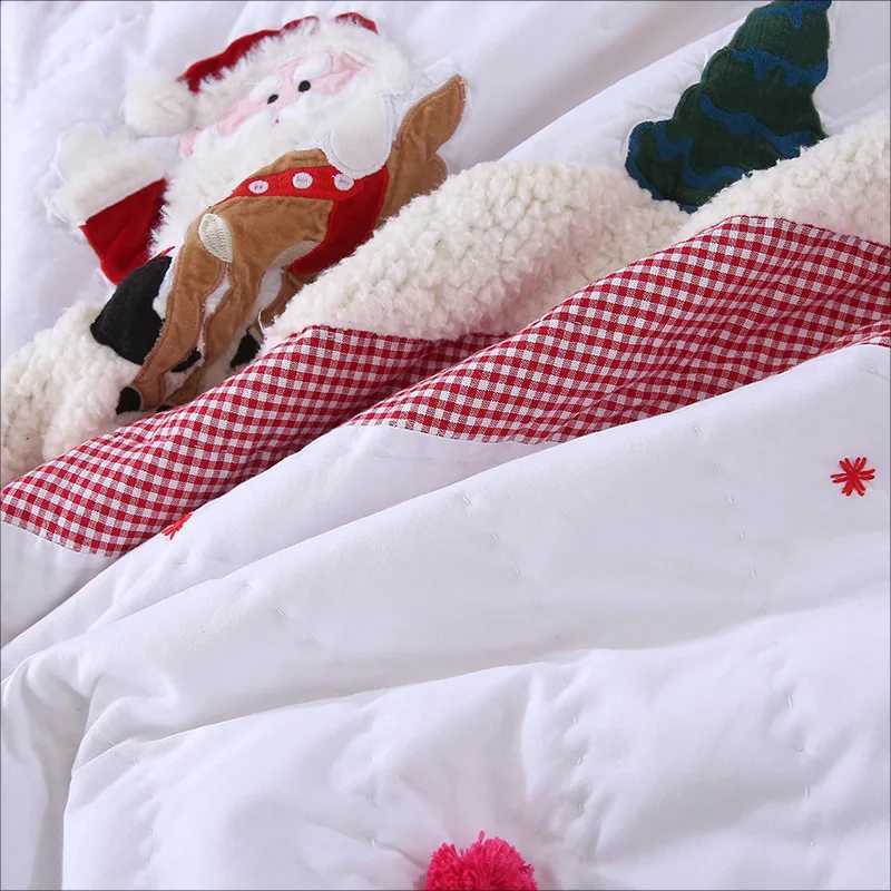 Christmas Christmas Handmade Applique Quilted Patchwork Bedspread for Kids 3PCS Cotton Quilt Set Lightweight Summer Comforter Pillowcase Y251126