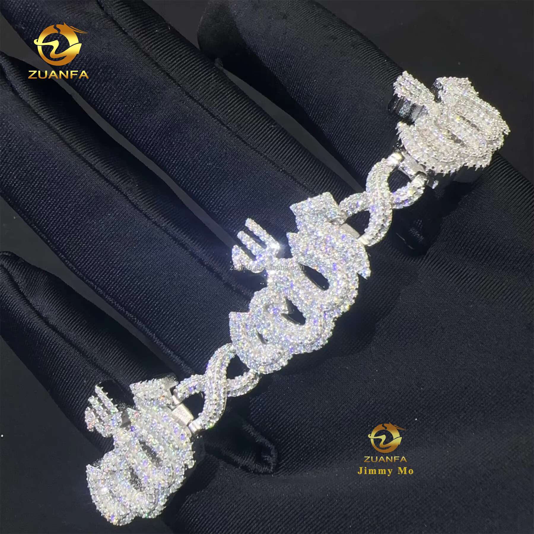 Unique Design Fashion Style Customized S925 Silver Jewelry Iced Out Men VVS Moissanite Allah Miami Infinity Cuban Link Bracelet