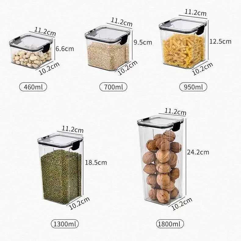 Sealed plastic food storage box cereal candy Dried jars with lid fridge storageTank containers household items kitchen organizer Y251126