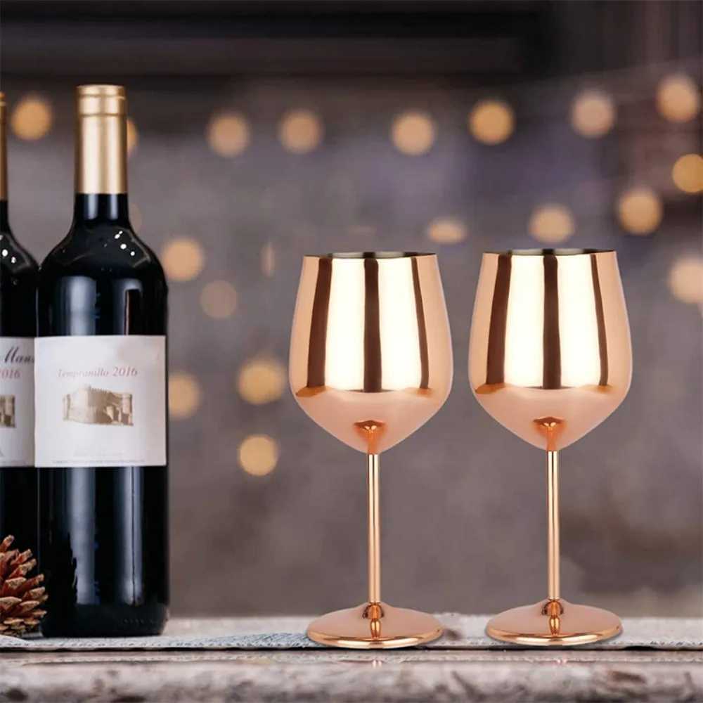 European-style Stainless Steel Red Wine Glass 500ml Tall Wine Glass Cocktail and Juice Glass for Bars Parties Restaurants C251126