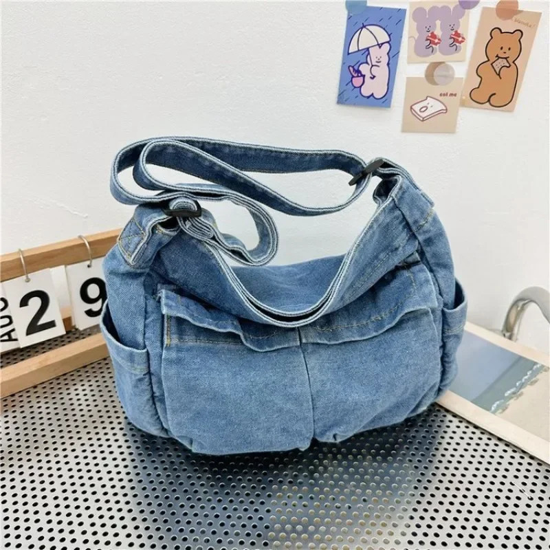 Denim Vintage Messenger Bag for Women Tote Handbag Fashion Jeans Crossbody Shoulder Bag Large Capacity Causal Ladies Satchel Bag 251124