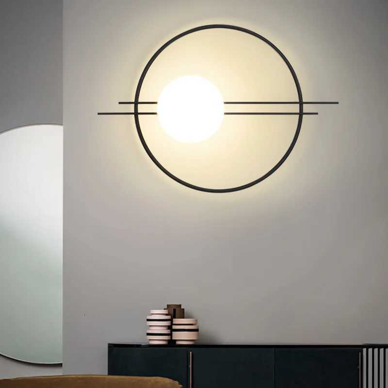 Modern led Wall Lamp Gold/Black Round Wall Light Background Wall Lamps Bedroom Bedside Living Room LED Wall Sconce Lamp M251126