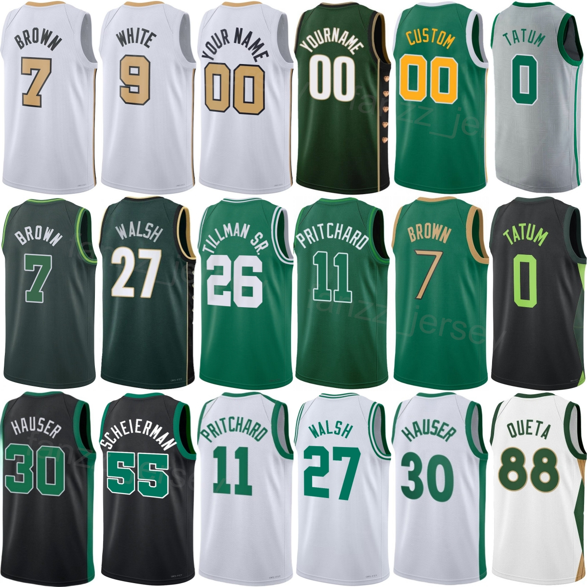 Printed Basketball Anfernee Simons Jersey 4 Mans 2026 City Neemias Queta 88 Josh Minott 8 Luka Garza 52 Jaylen Brown 7 Payton Pritchard 11 Derrick White 9 Youth Woman
