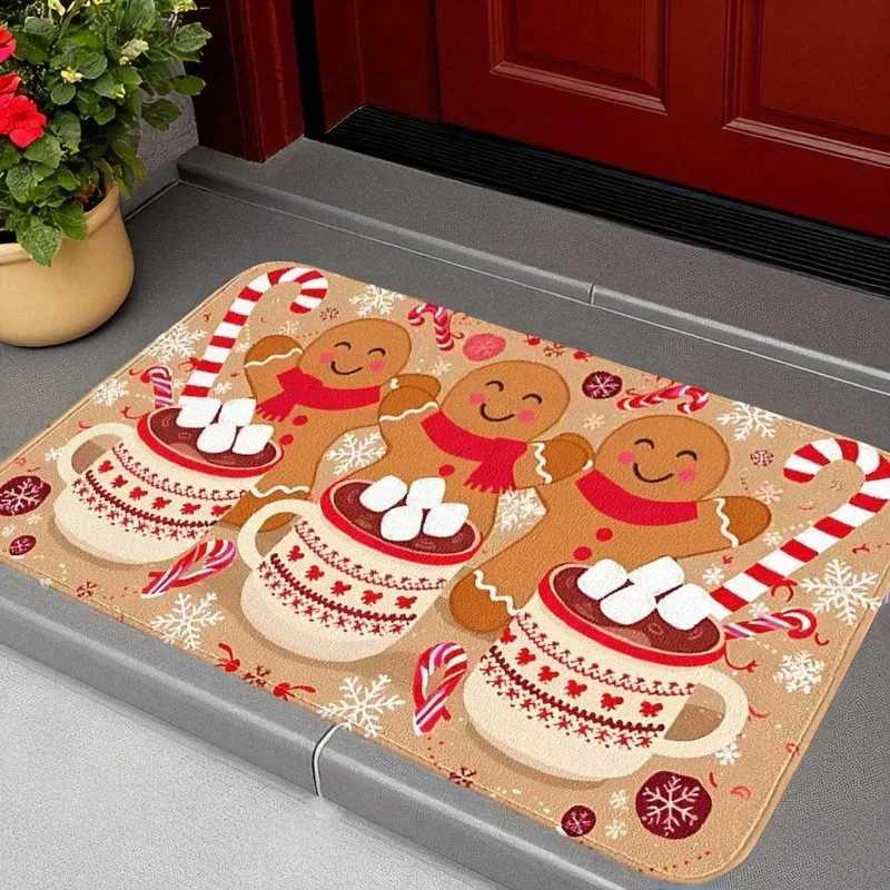 Gingerbread Man Floor Mat Living Room Bedroom Christmas Decoration Home Non Slip Carpet New Year Home DecorationM251126