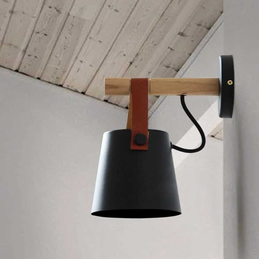 Nordic MetalWood Wall Lights Bedroom Beside LED Lights Black White Modern E26/E27 Wall Lamps LED Restaurant Bar Lighting M251126
