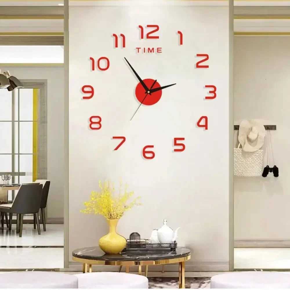 Bedroom Decoration Clock Large 3d Wall Clock Living Room Large Garden Acrylic Mirror Sticker Decoration Art Decor Clocks Digital C251126