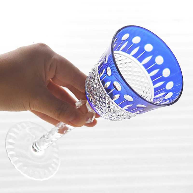 Handcrafts Czech Style Lotus Multi Colored Glass Hock Wine Glasses With Gift Box C251126