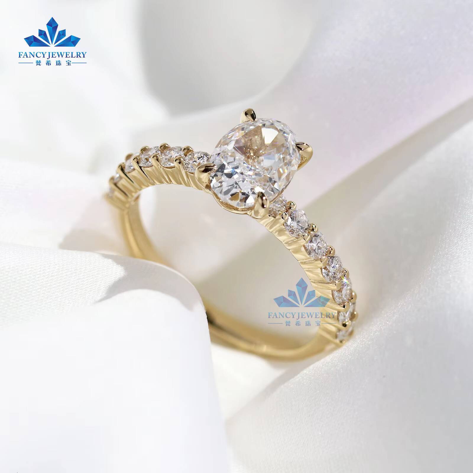 VS1 DEF Color IGI Certificated Lab Grown Diamond 1 2 3 CT Oval Cut Ring Engagement Ring 18K 14K Gold Gift for Women