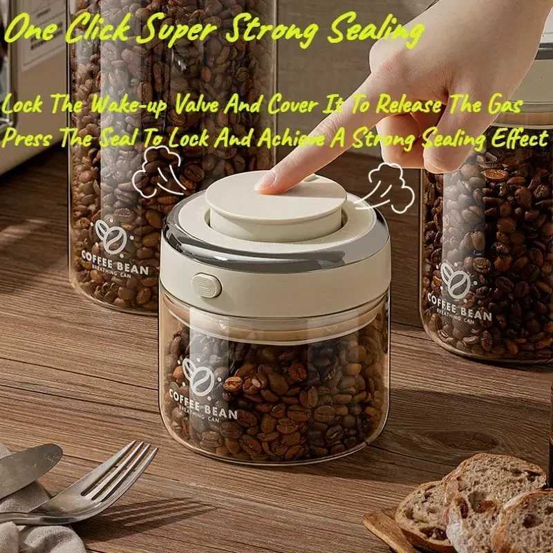 Vacuum Sealed Coffee Beans Waking Bean Valve Storage Food Storage Jars Moisture-Proof Airtight Container for Grain Snack Sugar Y251126